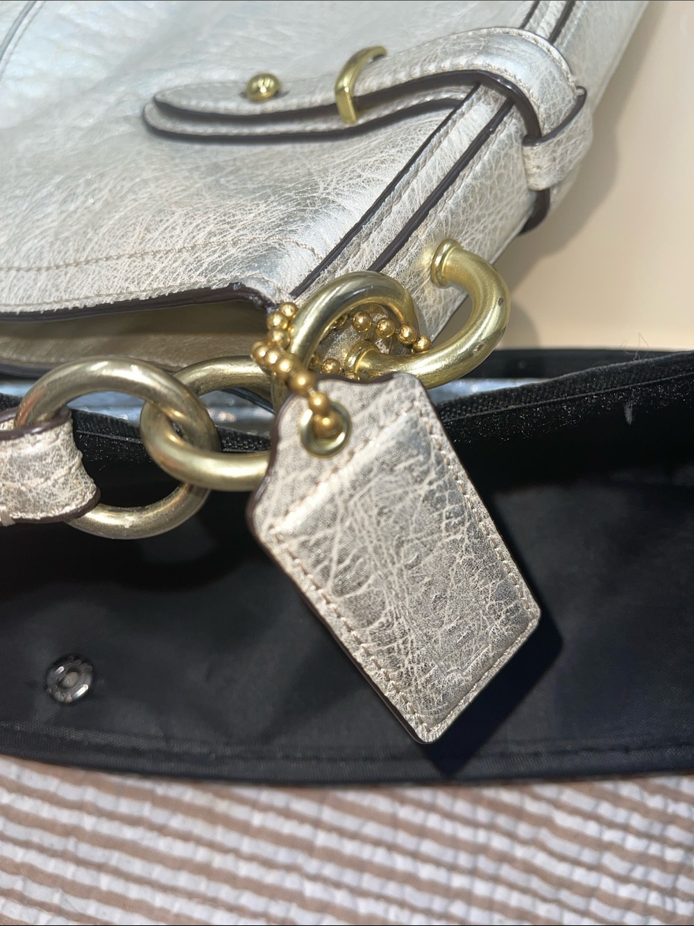 Coach Collette Metallic Gold Leather Hobo Bag - Picture 10 of 10